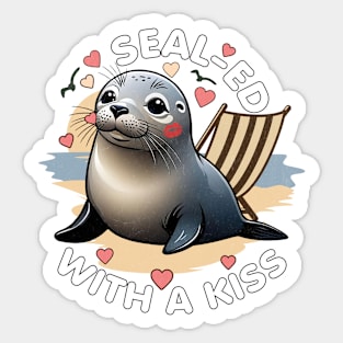 Sealed with a kiss - Cute Seal Pun Sticker